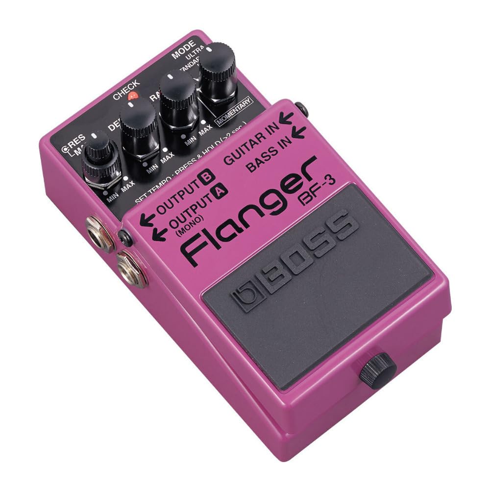 Boss BF-3 — flanger numérique polyvalent avec modes Standard, Pan, Ultra et Gate/Pan